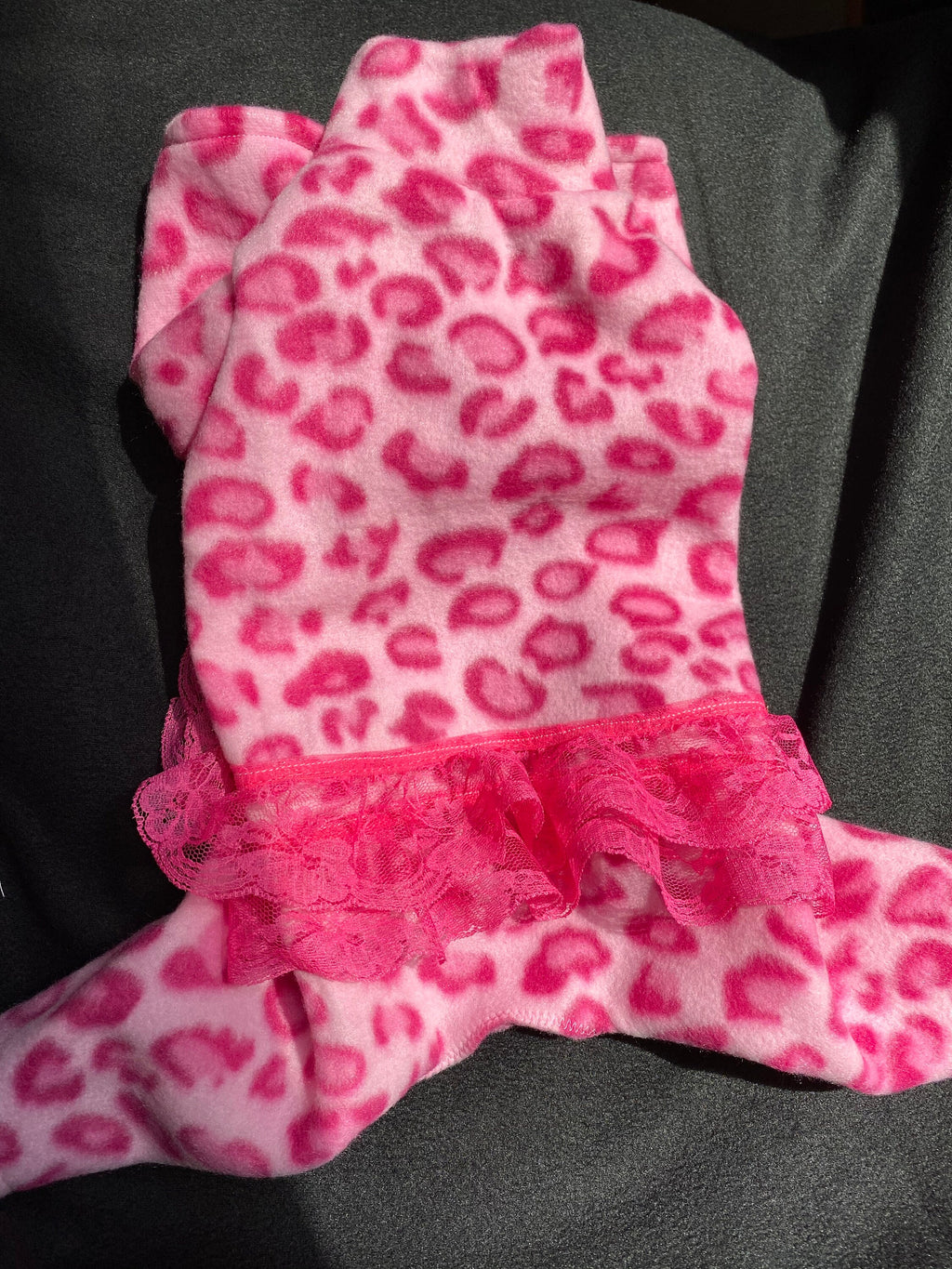 PINK LEOPARD FLEECE Jammies with Tutu for Small Pets, Handmade Dog Apparel