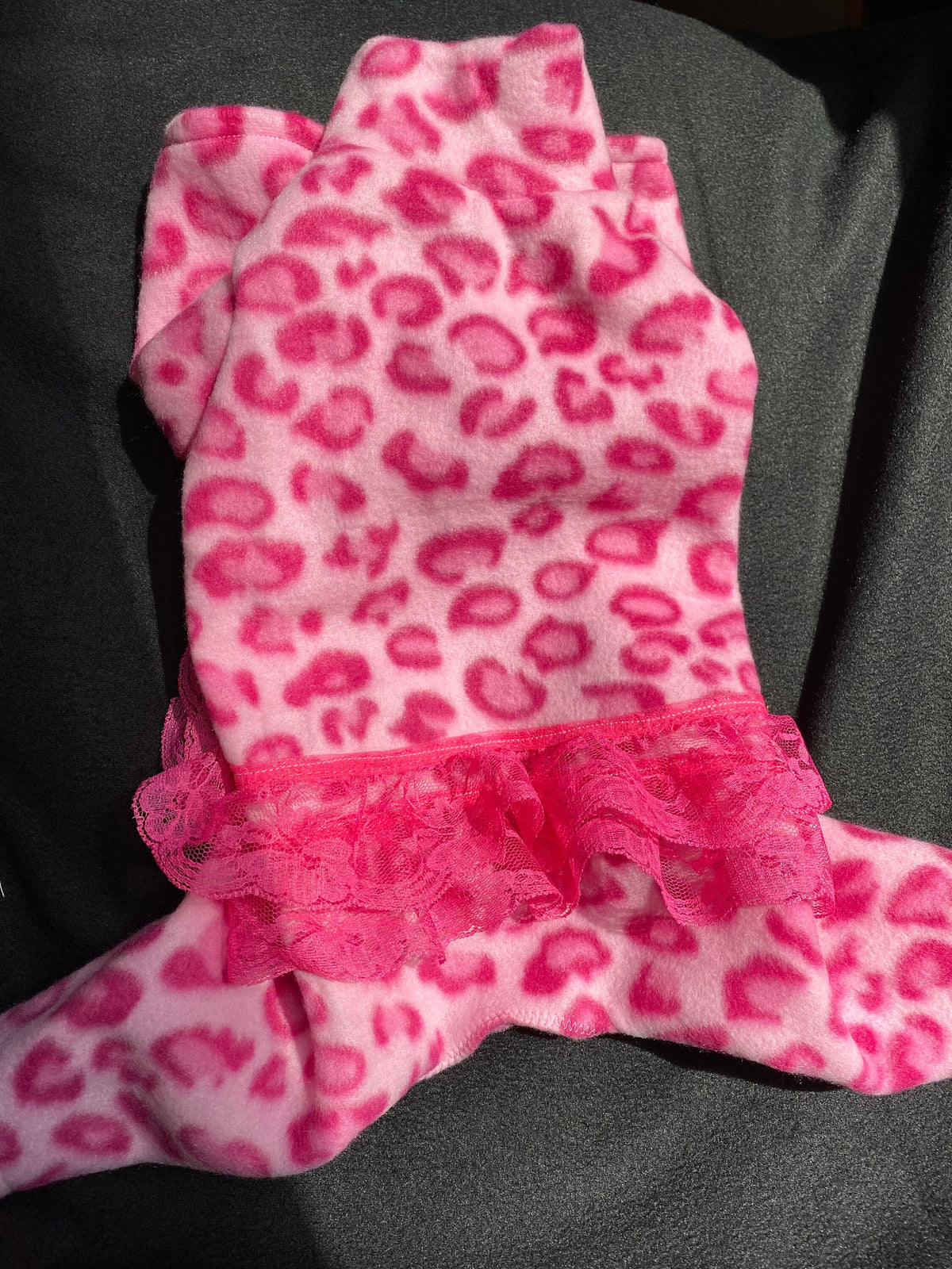 PINK LEOPARD FLEECE Jammies with Tutu for Small Pets, Handmade Dog Apparel