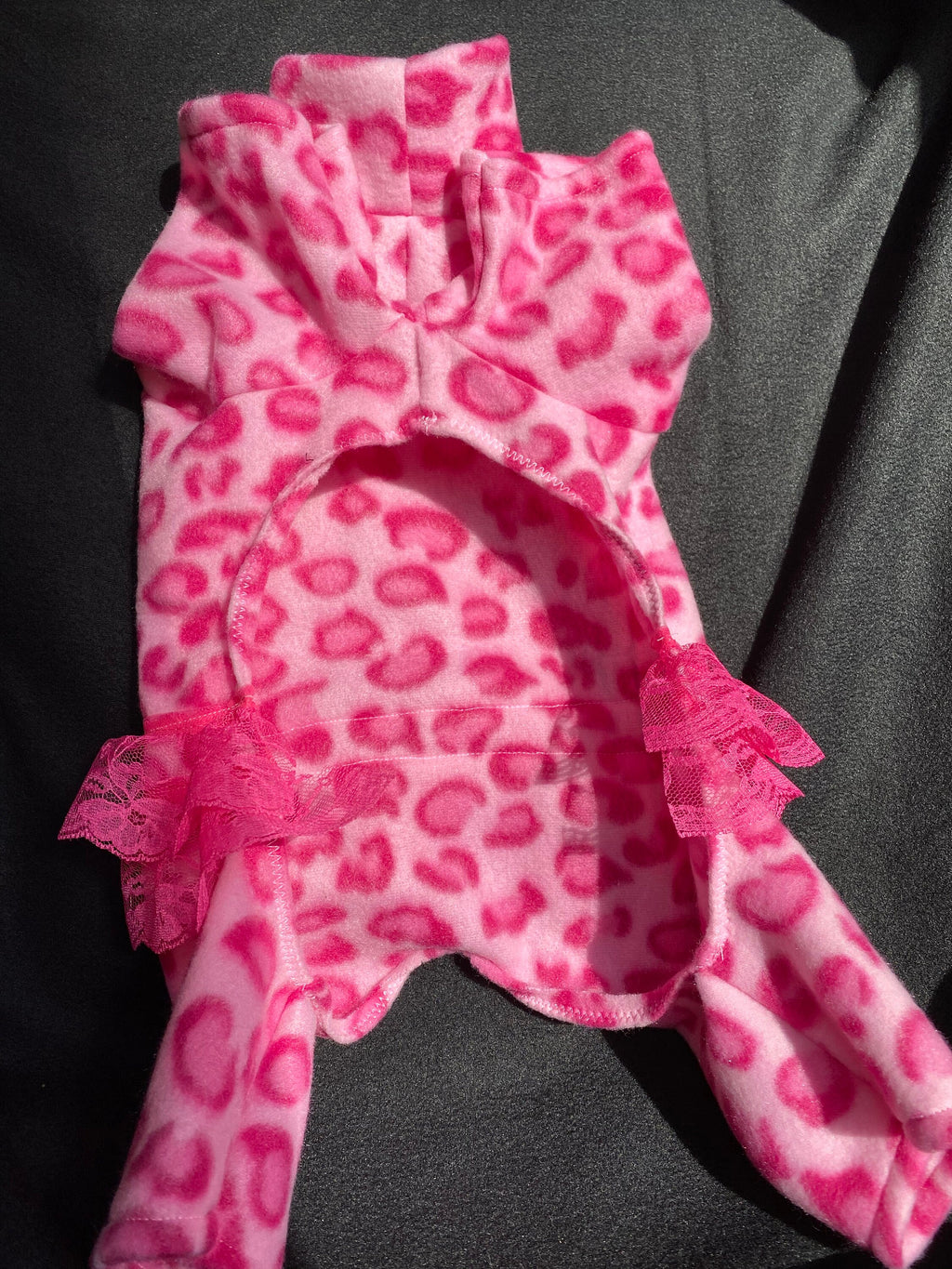 PINK LEOPARD FLEECE Jammies with Tutu for Small Pets, Handmade Dog Apparel