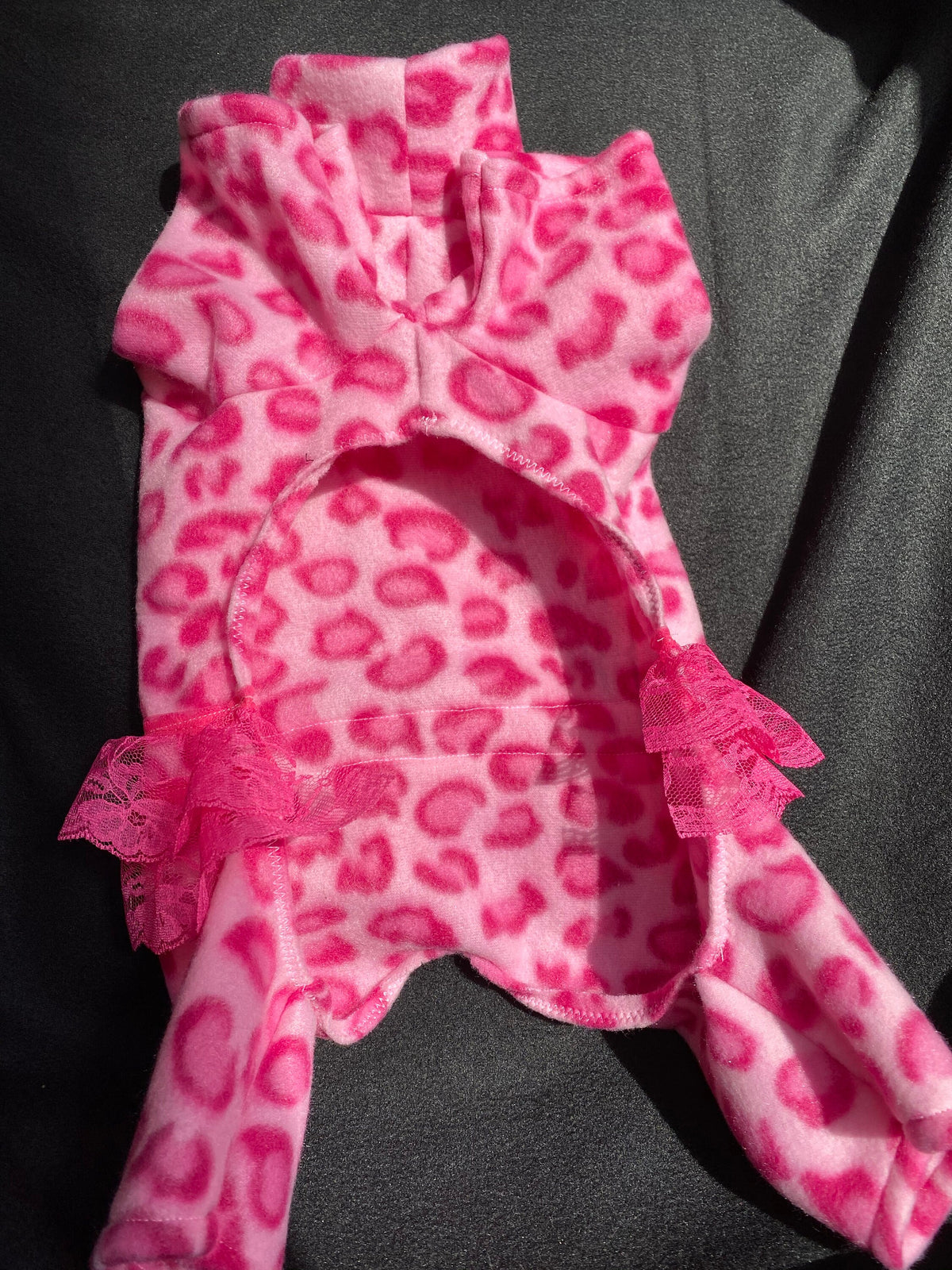 PINK LEOPARD FLEECE Jammies with Tutu for Small Pets, Handmade Dog Apparel