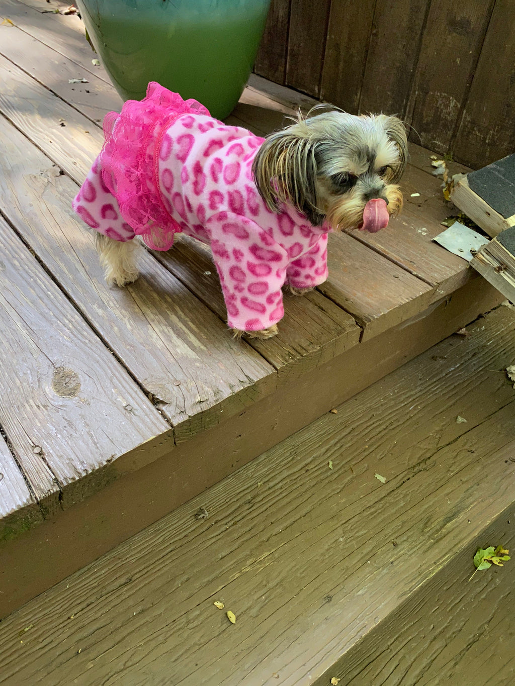 PINK LEOPARD FLEECE Jammies with Tutu for Small Pets, Handmade Dog Apparel