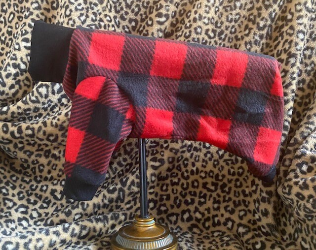 BUFFALO PLAID FLEECE Jammies for Small Dogs, Handmade Pet Clothing
