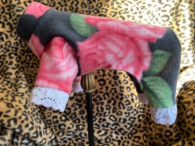 BOHEMIAN FLORAL FLEECE Jammies for Small Pets, Handmade Dog Clothes with Ruffle Trim