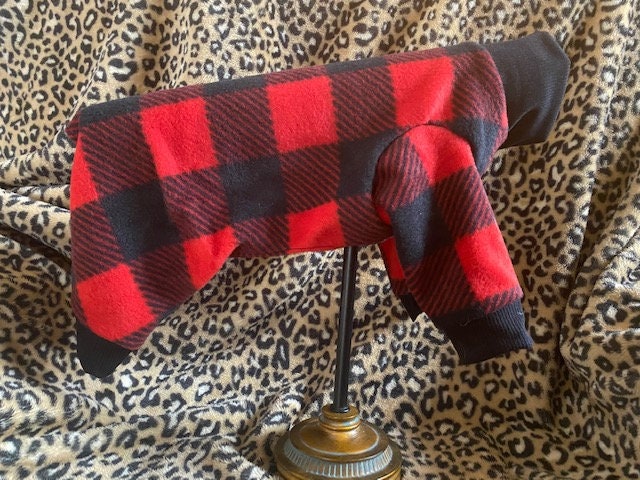 BUFFALO PLAID FLEECE Jammies for Small Dogs, Handmade Pet Clothing