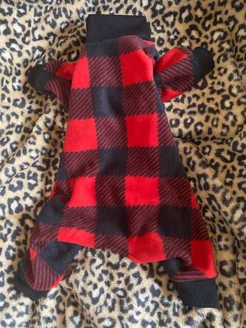 BUFFALO PLAID FLEECE Jammies for Small Dogs, Handmade Pet Clothing