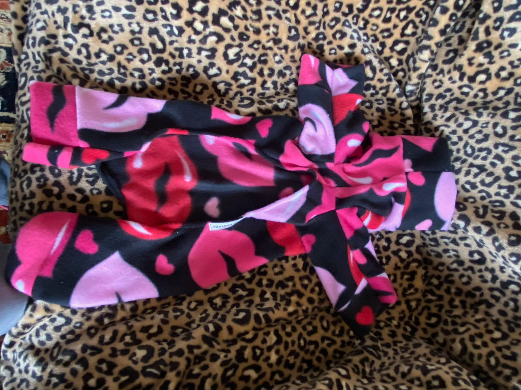 HOT LIPS FLEECE Dog Jammies, Cozy Small Dog Onesie