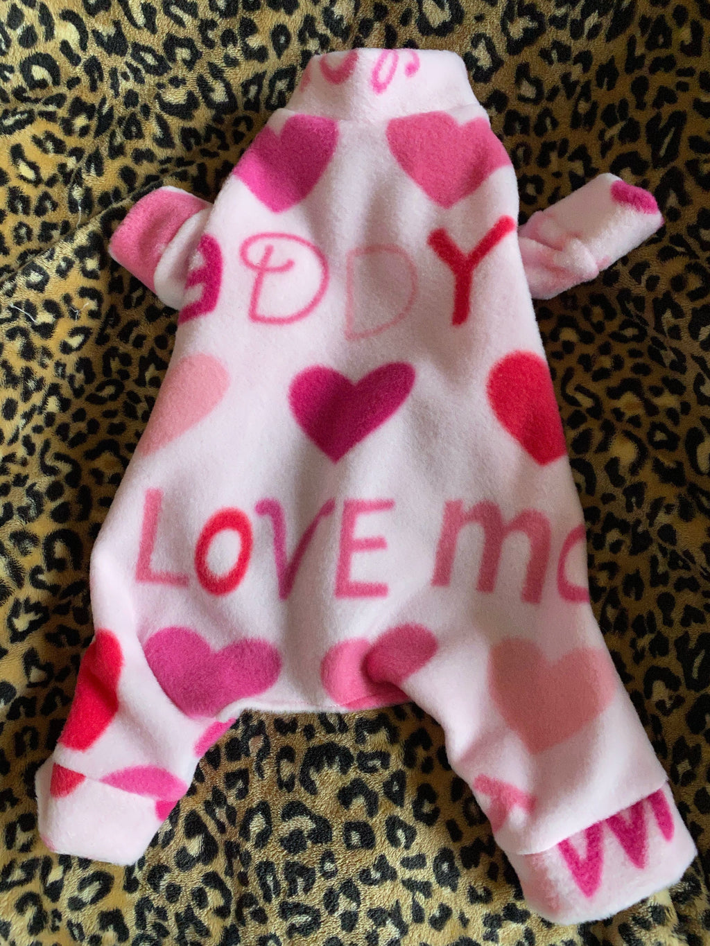 LOVE MOMMY/DADDY Fleece Dog Jammies: Small Pet Clothing