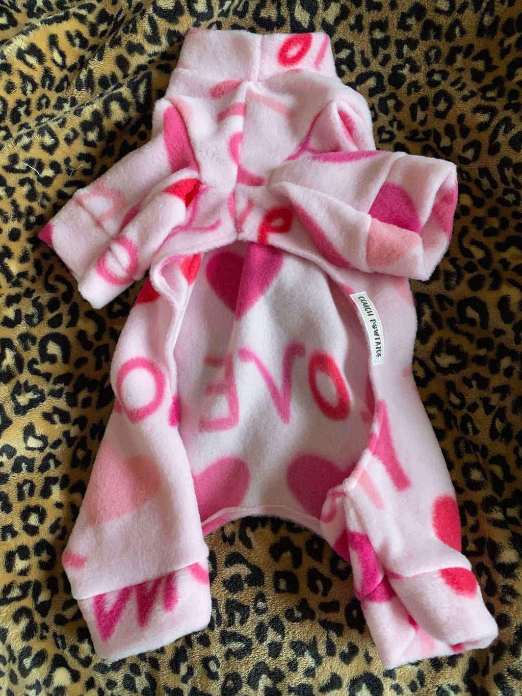 LOVE MOMMY/DADDY Fleece Dog Jammies: Small Pet Clothing