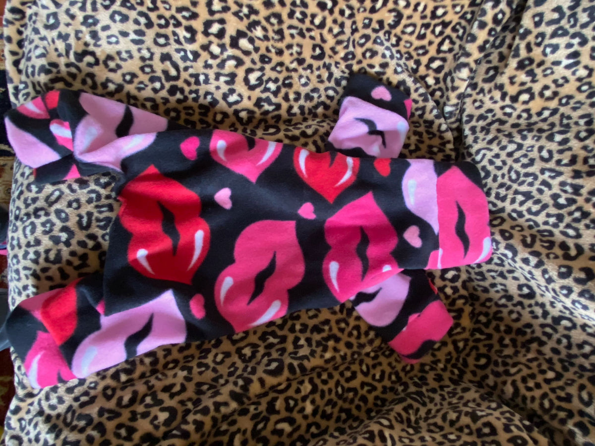 HOT LIPS FLEECE Dog Jammies, Cozy Small Dog Onesie