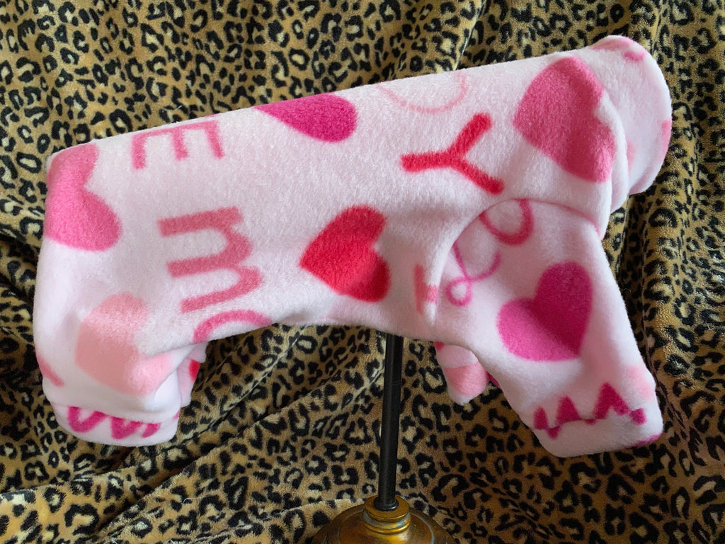 LOVE MOMMY/DADDY Fleece Dog Jammies: Small Pet Clothing