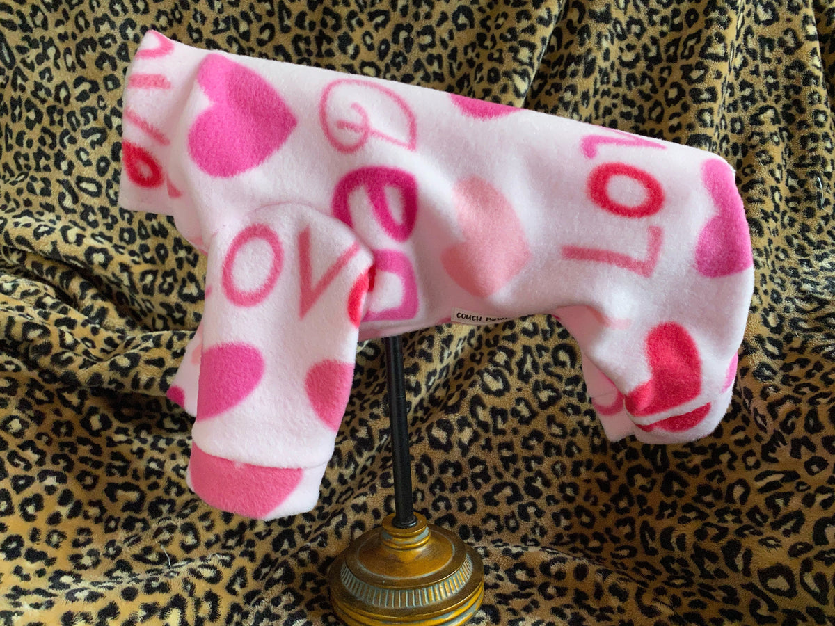 LOVE MOMMY/DADDY Fleece Dog Jammies: Small Pet Clothing