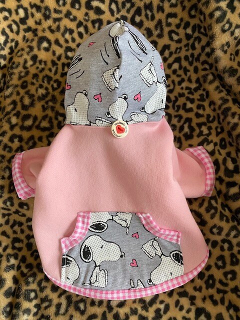 CUTE BEAGLE HOODIE for Small Dogs*Pink or Gray Small Dog Clothes*Yorkie Hoodie*XXsmall Dog Hoodie*Handmade Dog Hoodie*