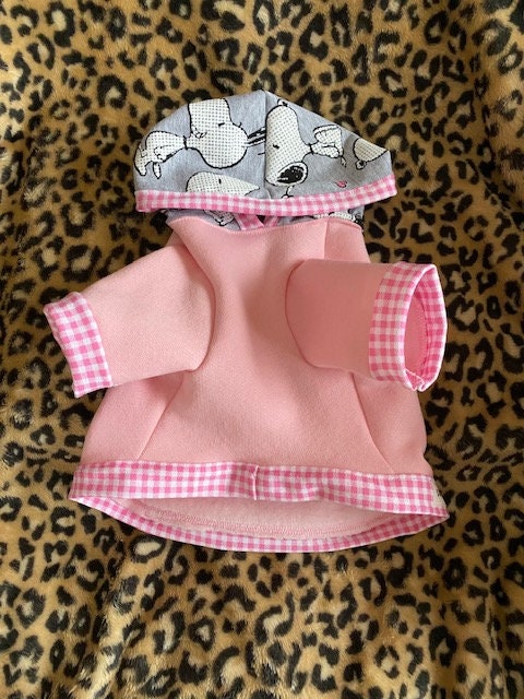 CUTE BEAGLE HOODIE for Small Dogs*Pink or Gray Small Dog Clothes*Yorkie Hoodie*XXsmall Dog Hoodie*Handmade Dog Hoodie*