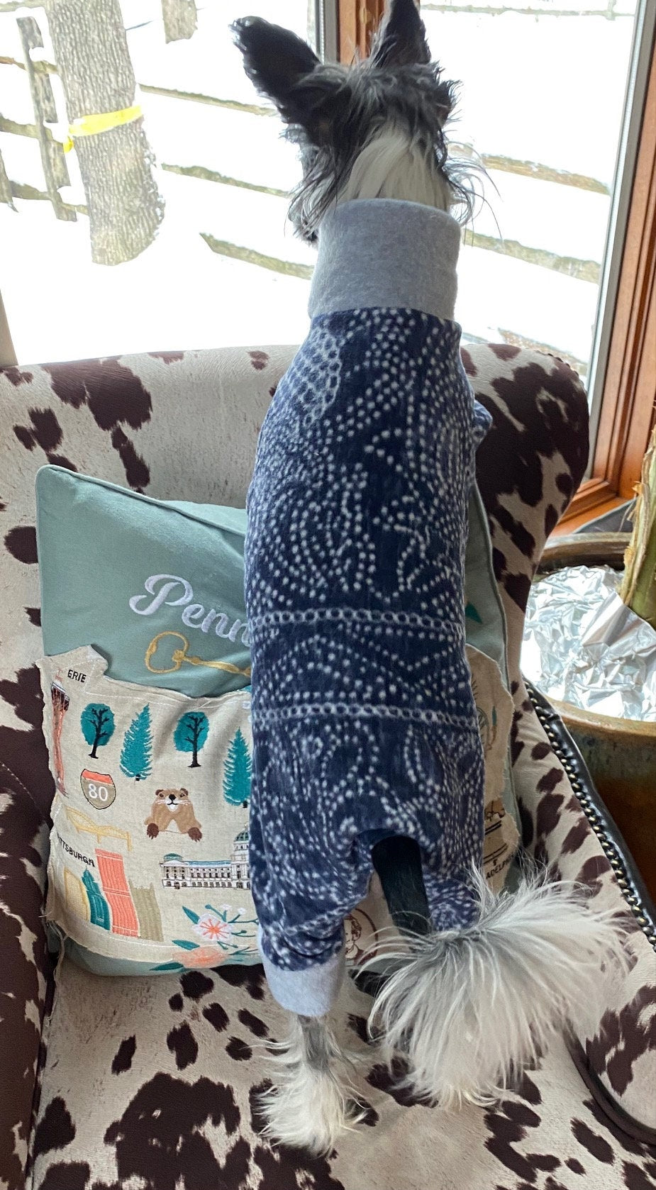 Mandala Print Fleece Dog Jammies, Small Dog Onesie