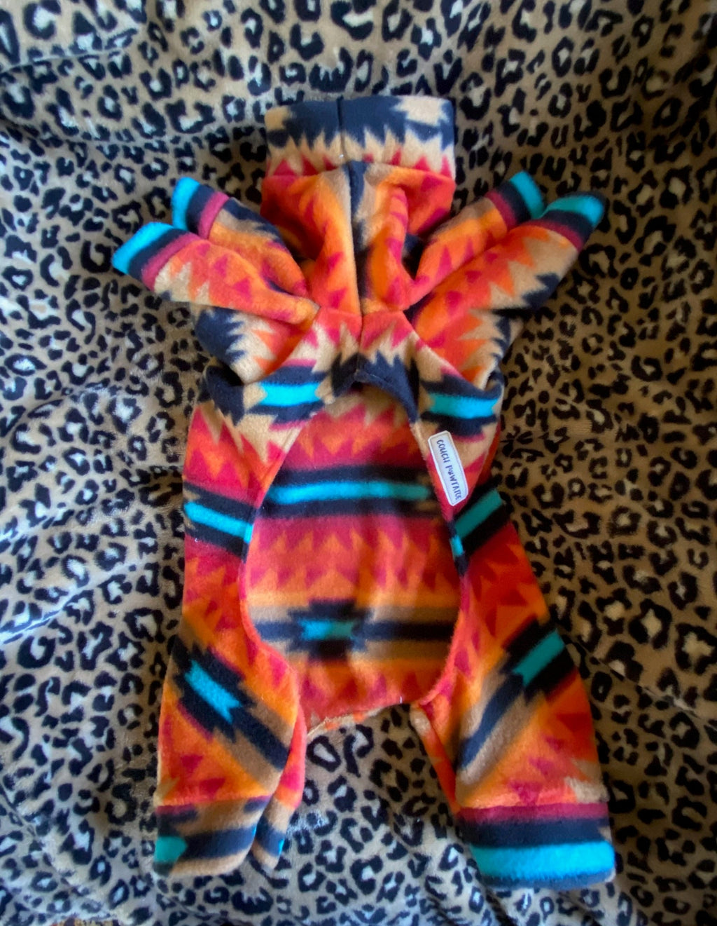 SOUTHWESTERN FLEECE ONESIE for Small Dogs, Handmade Pet Clothing
