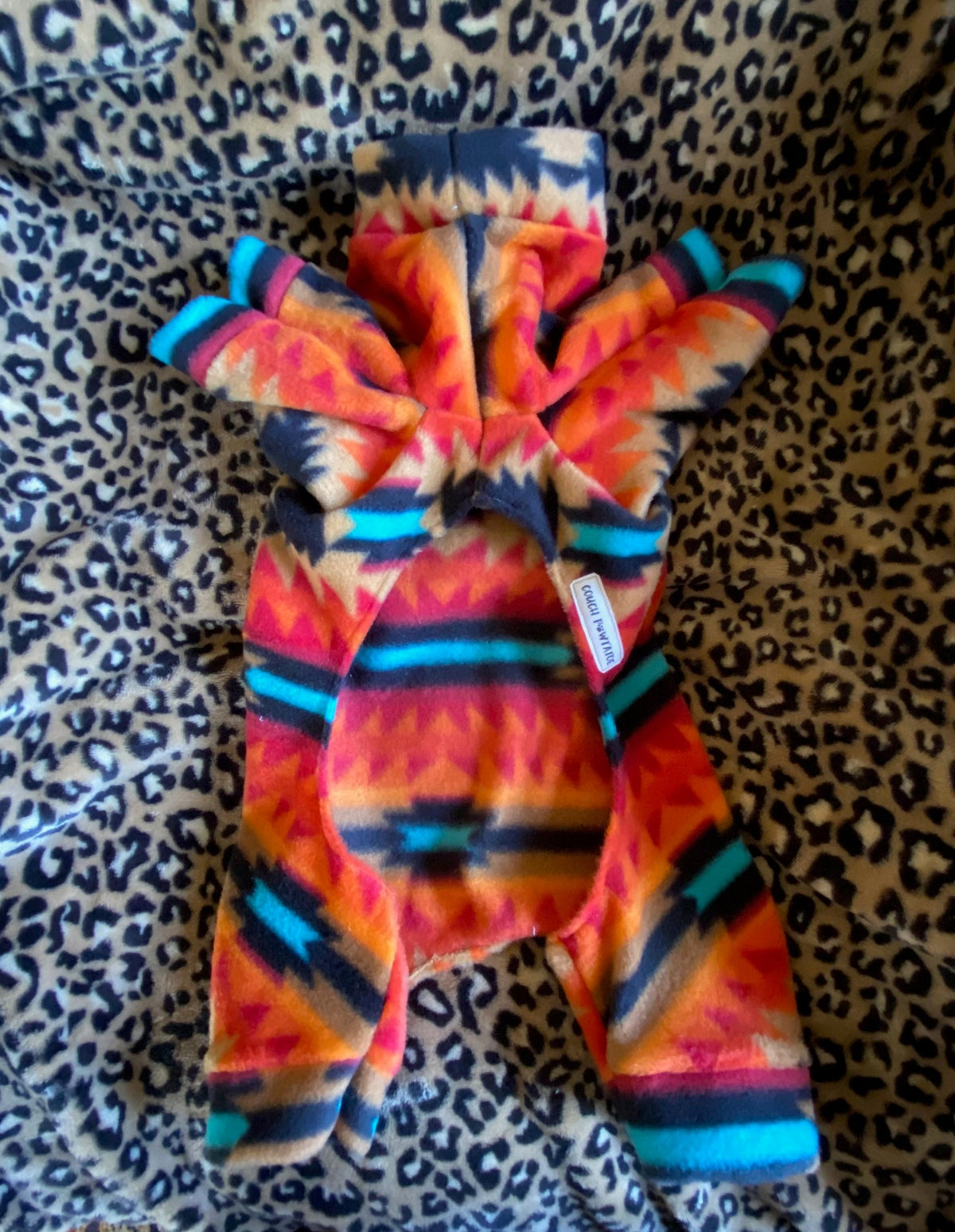 SOUTHWESTERN FLEECE ONESIE for Small Dogs, Handmade Pet Clothing