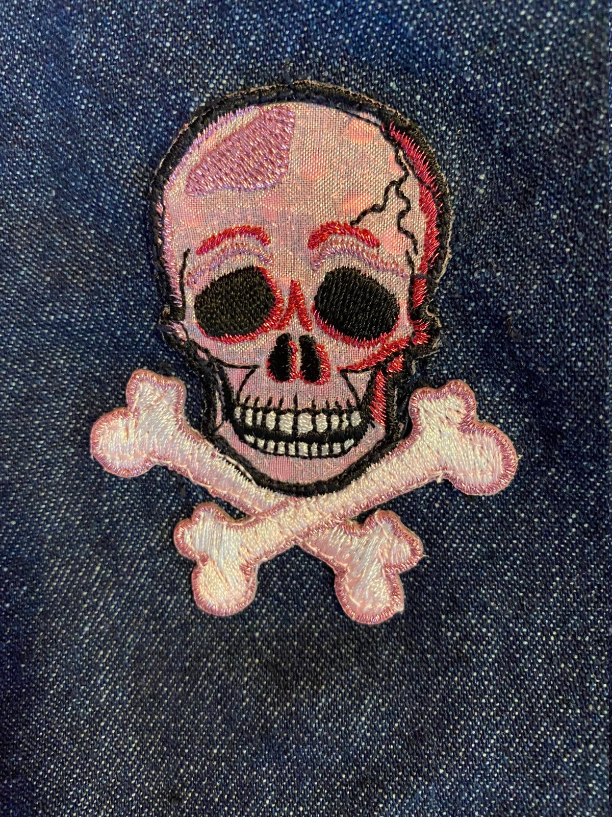 SKULL APPLIQUE' DENIM Pet Dress, Handmade Pink Tulle Dog Dress