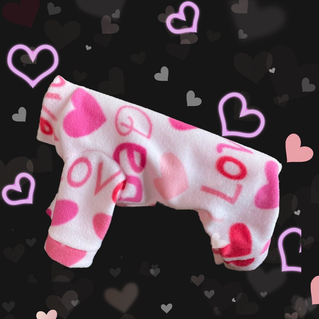 LOVE MOMMY/DADDY Fleece Dog Jammies: Small Pet Clothing