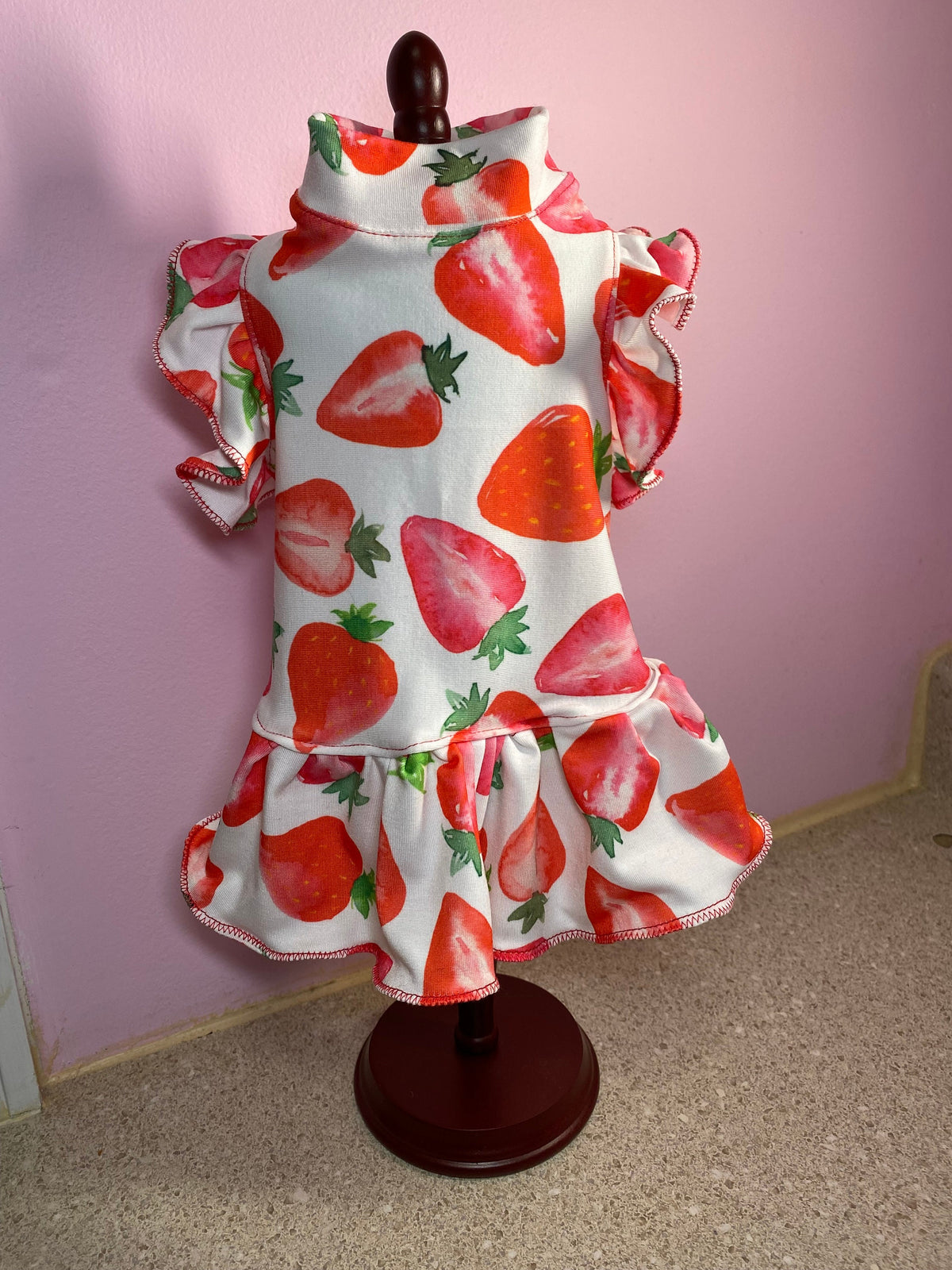 STRAWBERRY FESTIVAL DRESS for Small Pets: Handmade Dog Clothing