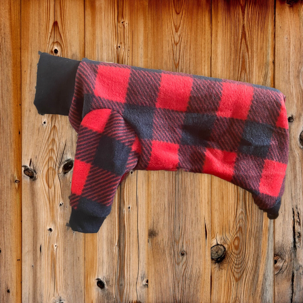 BUFFALO PLAID FLEECE Jammies for Small Dogs, Handmade Pet Clothing