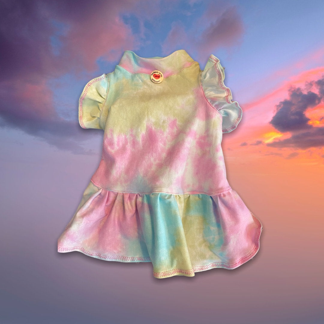 DREAMY TIE DYE Dress for Small Pets, Handmade Dog Dress