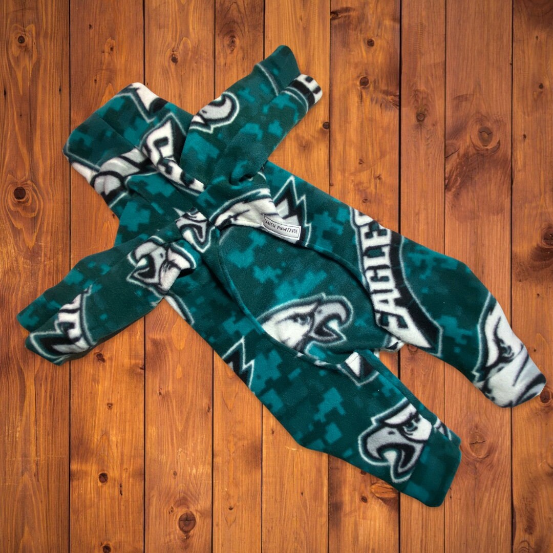 EAGLES FOOTBALL FLEECE Dog Onesie, Football Jammies for Small Pets