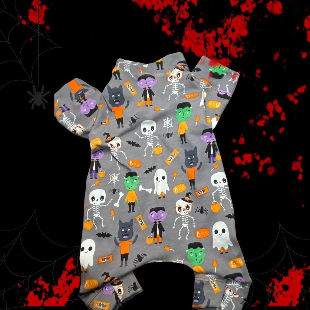 TRICK OR TREATERS Halloween Dog Onesie: Lightweight Cotton Jammies