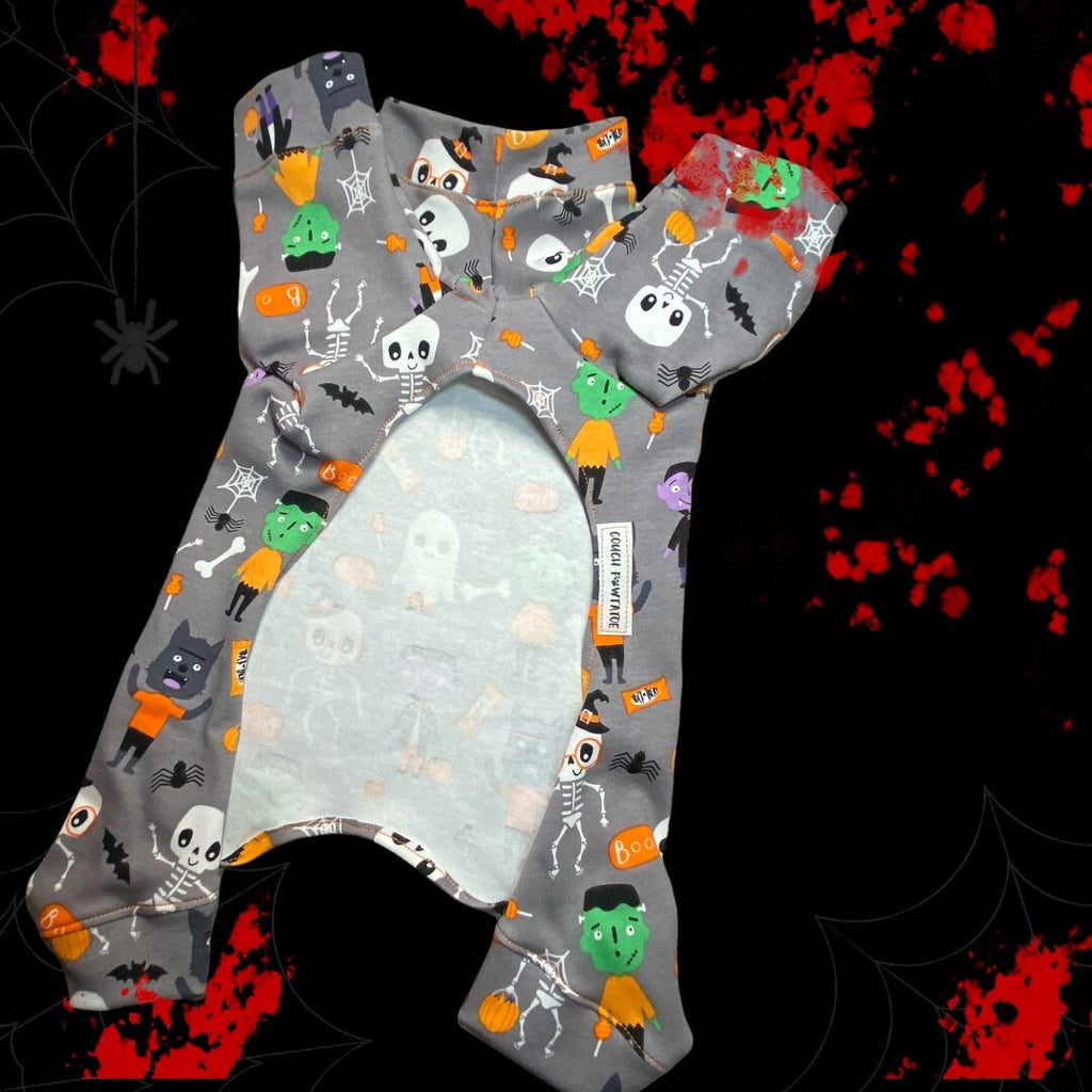 TRICK OR TREATERS Halloween Dog Onesie: Lightweight Cotton Jammies