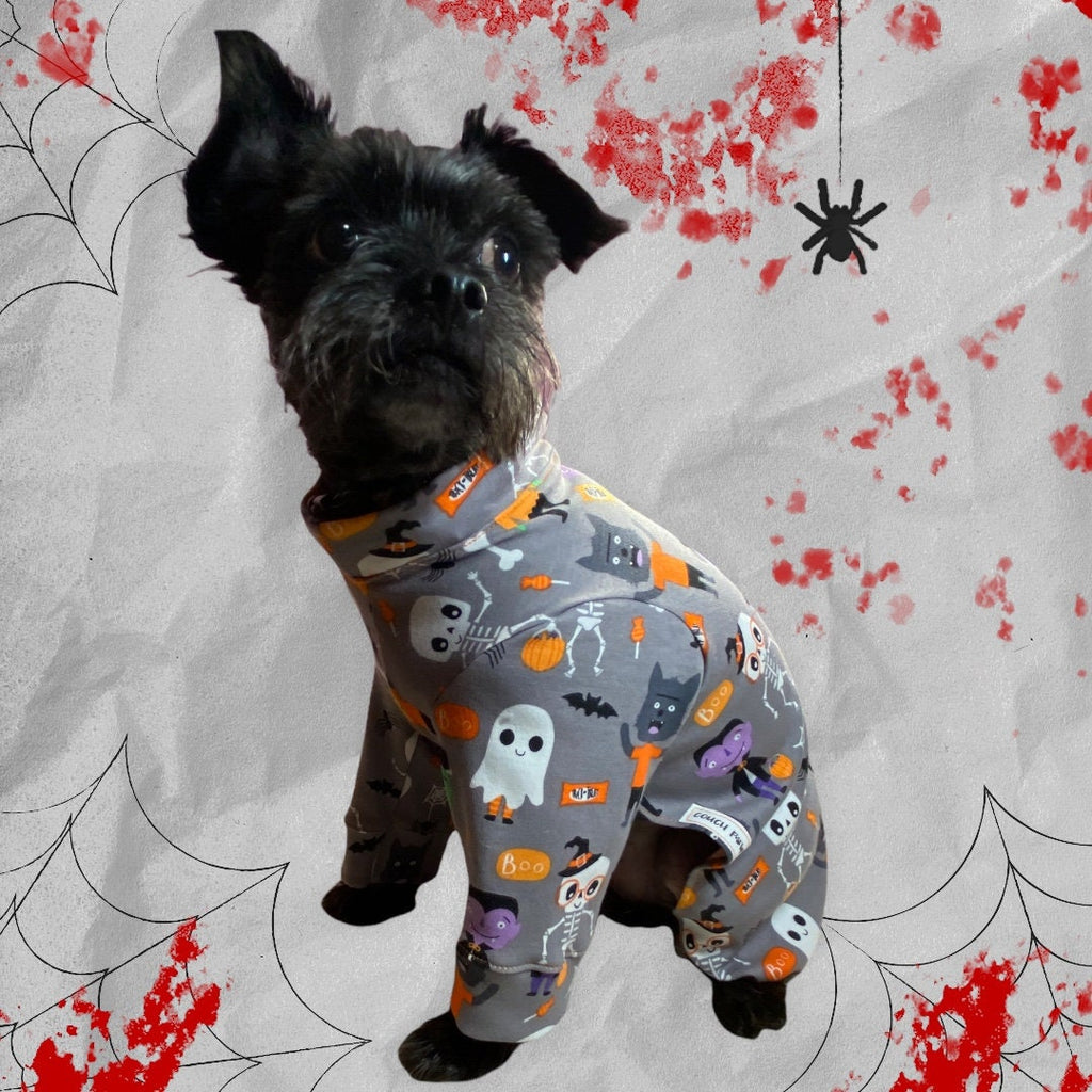 TRICK OR TREATERS Halloween Dog Onesie: Lightweight Cotton Jammies