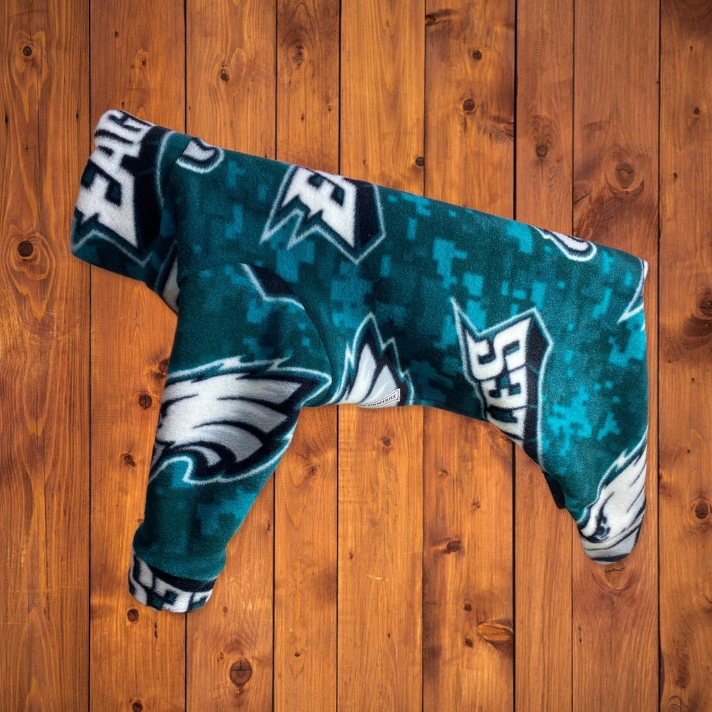 EAGLES FOOTBALL FLEECE Dog Onesie, Football Jammies for Small Pets