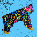 NEON SKULLS FLEECE Dog Onesie, Handmade Small Pet Clothing