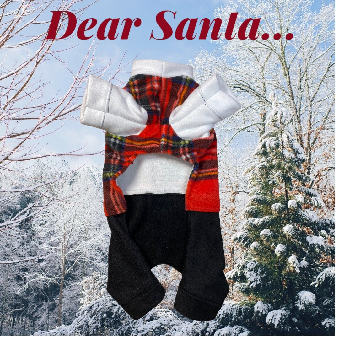 DRESSED To The K9s HOLIDAY ONESIE, Handmade Suit and Tie for a Festive Occasion, Small Pet Onesie