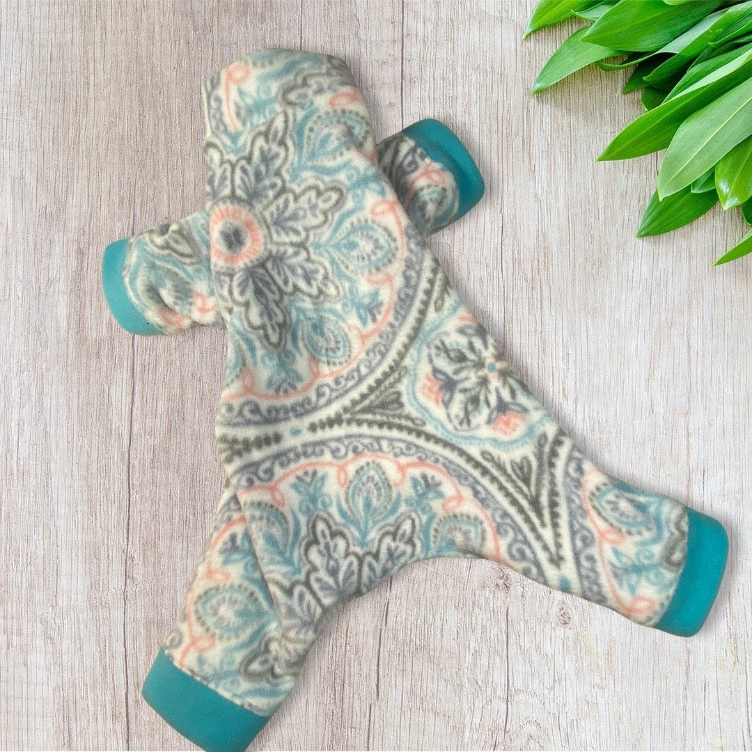 PEACEFUL Winter Fleece Dog Pajamas, Handmade Onesie