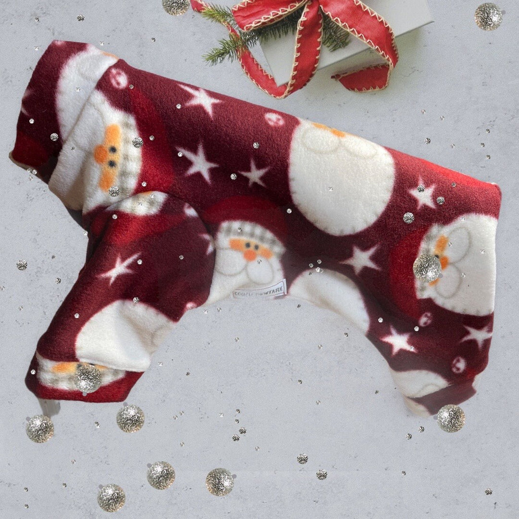 SANTA FLEECE JAMMIES for Small Dogs, Handmade Holiday Pet Apparel