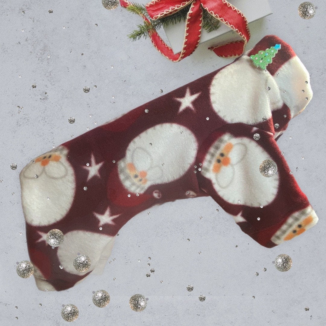 SANTA FLEECE JAMMIES for Small Dogs, Handmade Holiday Pet Apparel