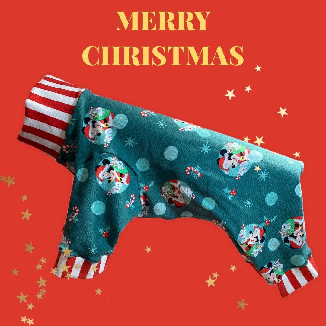 MERRY MOUSE CHRISTMAS Jammies for Small Pets, Handmade Holiday Pet Apparel