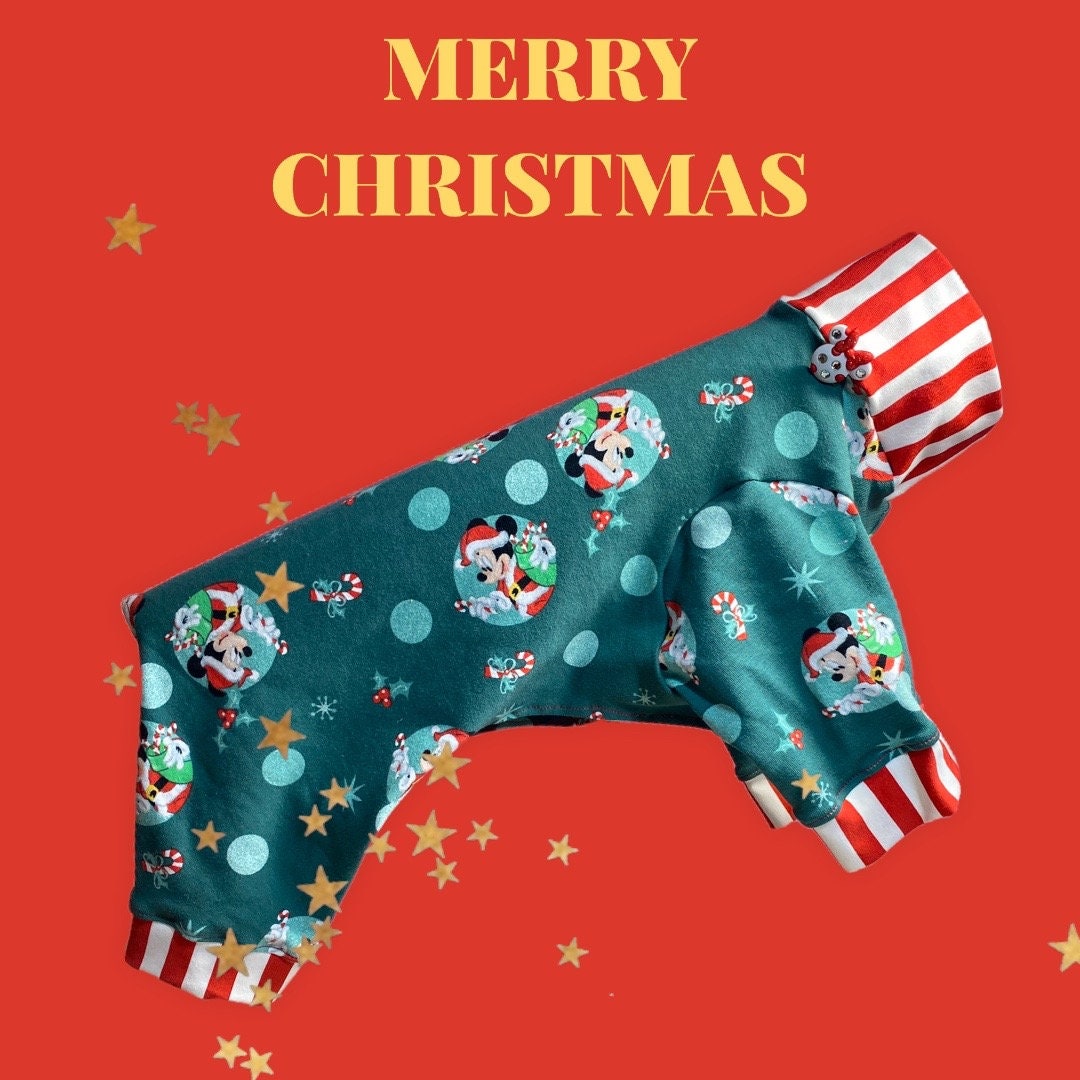MERRY MOUSE CHRISTMAS Jammies for Small Pets, Handmade Holiday Pet Apparel