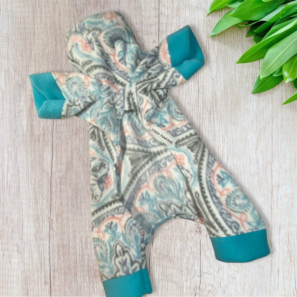 PEACEFUL Winter Fleece Dog Pajamas, Handmade Onesie