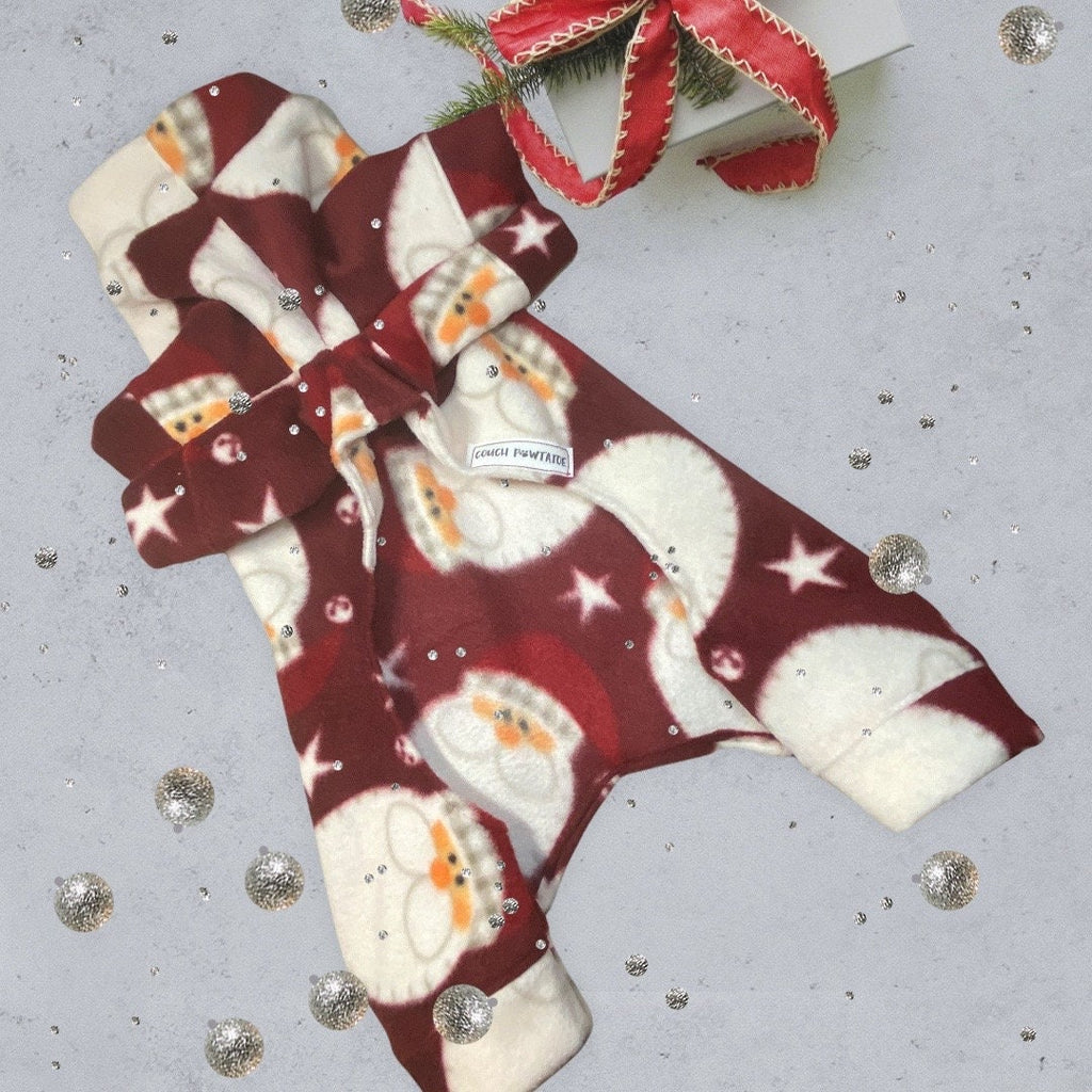 SANTA FLEECE JAMMIES for Small Dogs, Handmade Holiday Pet Apparel