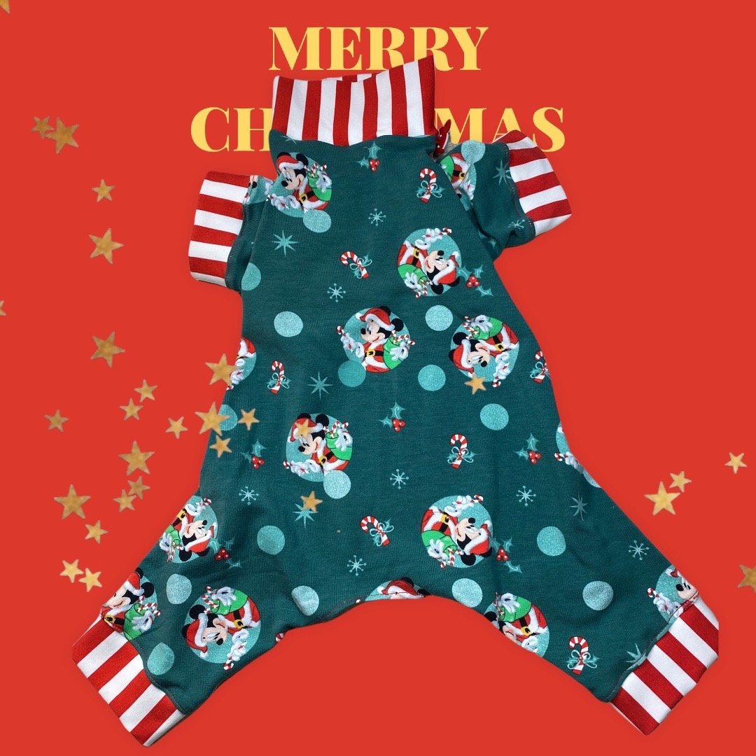 MERRY MOUSE CHRISTMAS Jammies for Small Pets, Handmade Holiday Pet Apparel