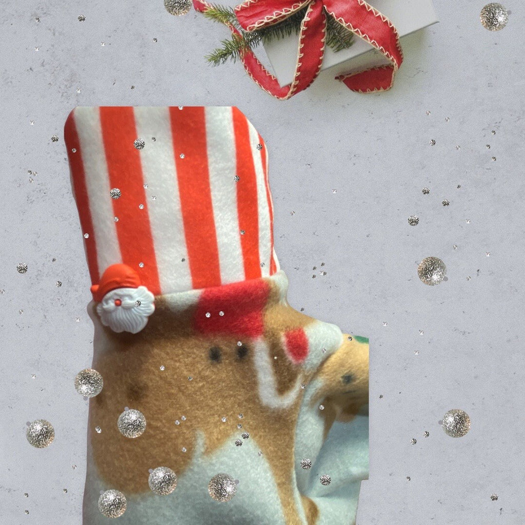 ANOTHER CHRISTMOOSE FLEECE Onesie for Small Dogs, Handmade Holiday Pet Clothes