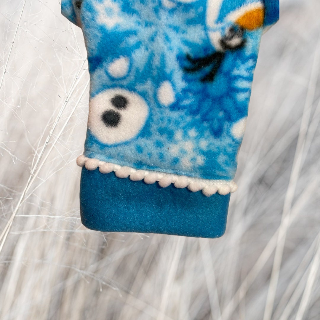 FREEZIN' SNOWMAN FLEECE Dog Onesie: Handmade Winter Snowman Jammies