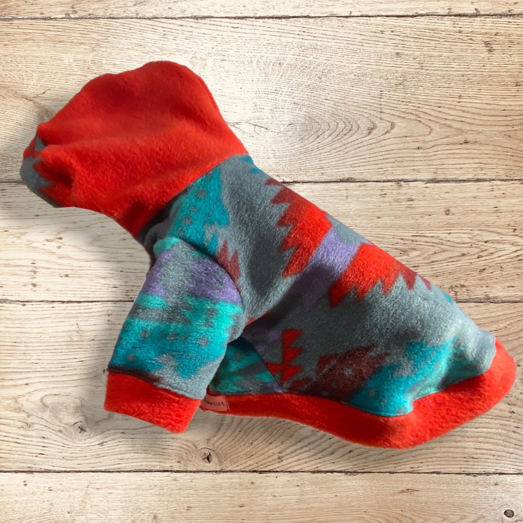 NATIVE AMERICAN FLEECE Hoodie for Small Pets, Handmade Small Dog Coat
