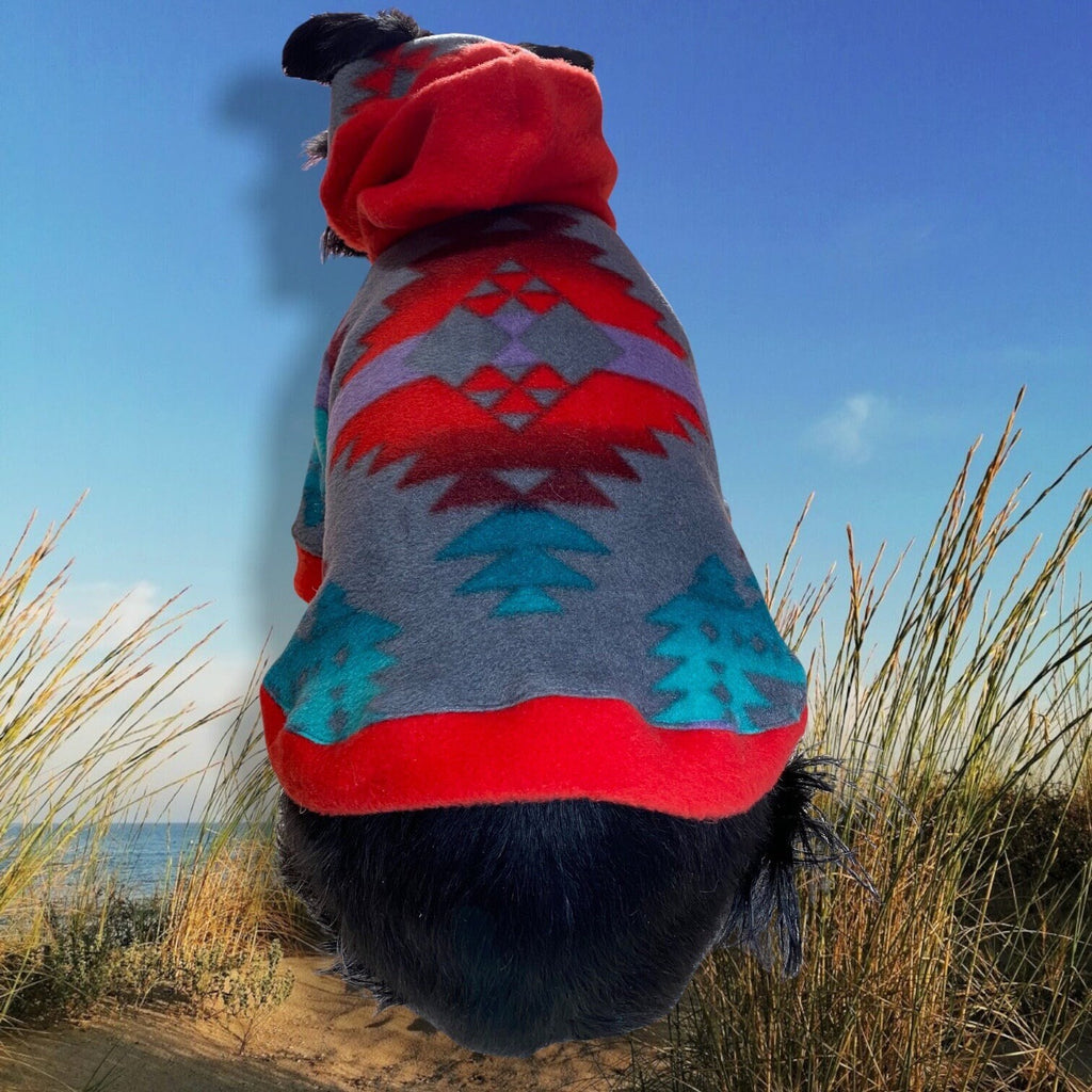 NATIVE AMERICAN FLEECE Hoodie for Small Pets, Handmade Small Dog Coat