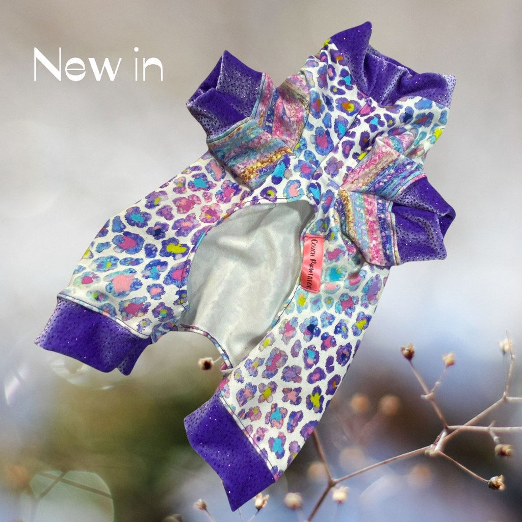 CHIC CHEETAH Print Dog Onesie for Small Pets, Stretch Jammies for Dogs