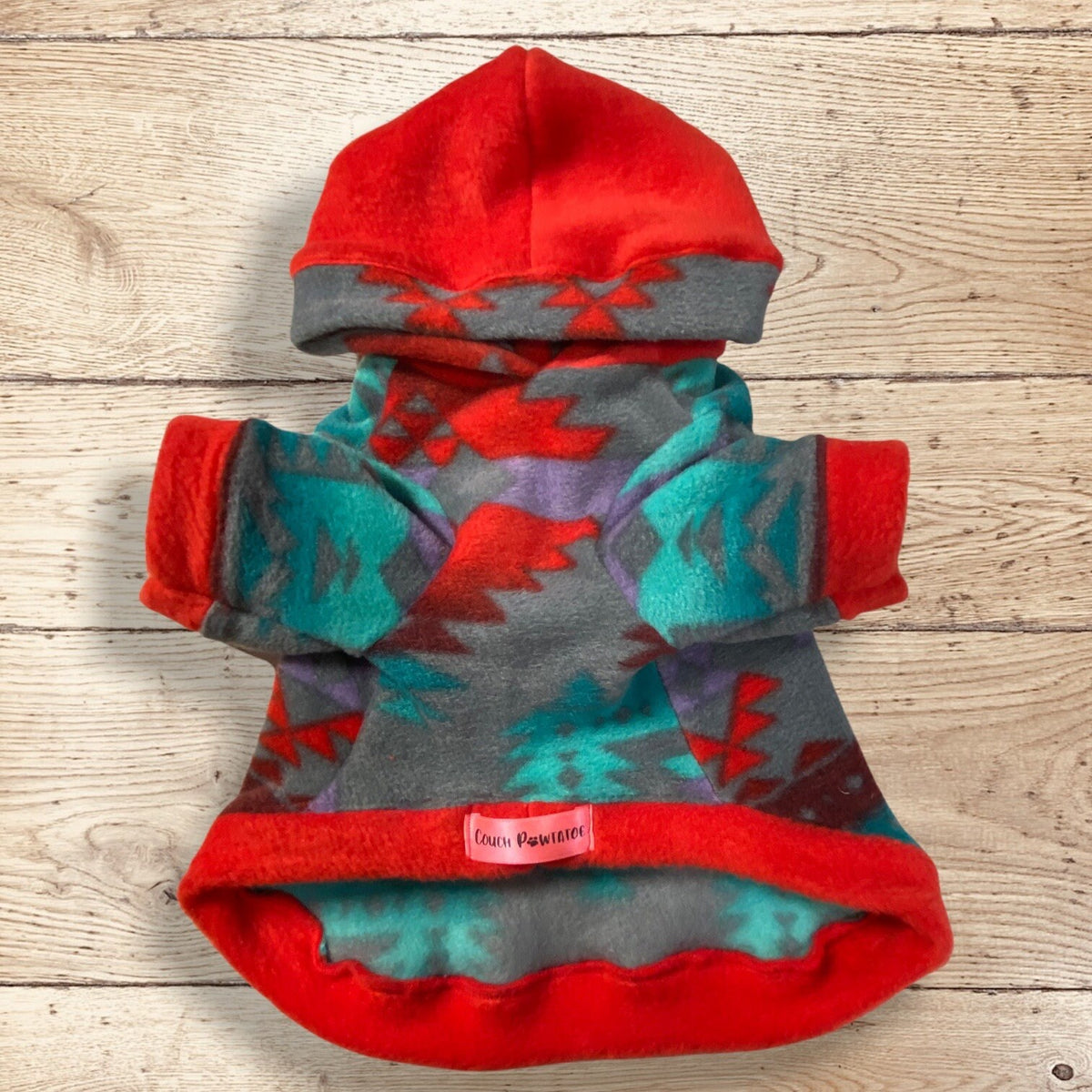 NATIVE AMERICAN FLEECE Hoodie for Small Pets, Handmade Small Dog Coat