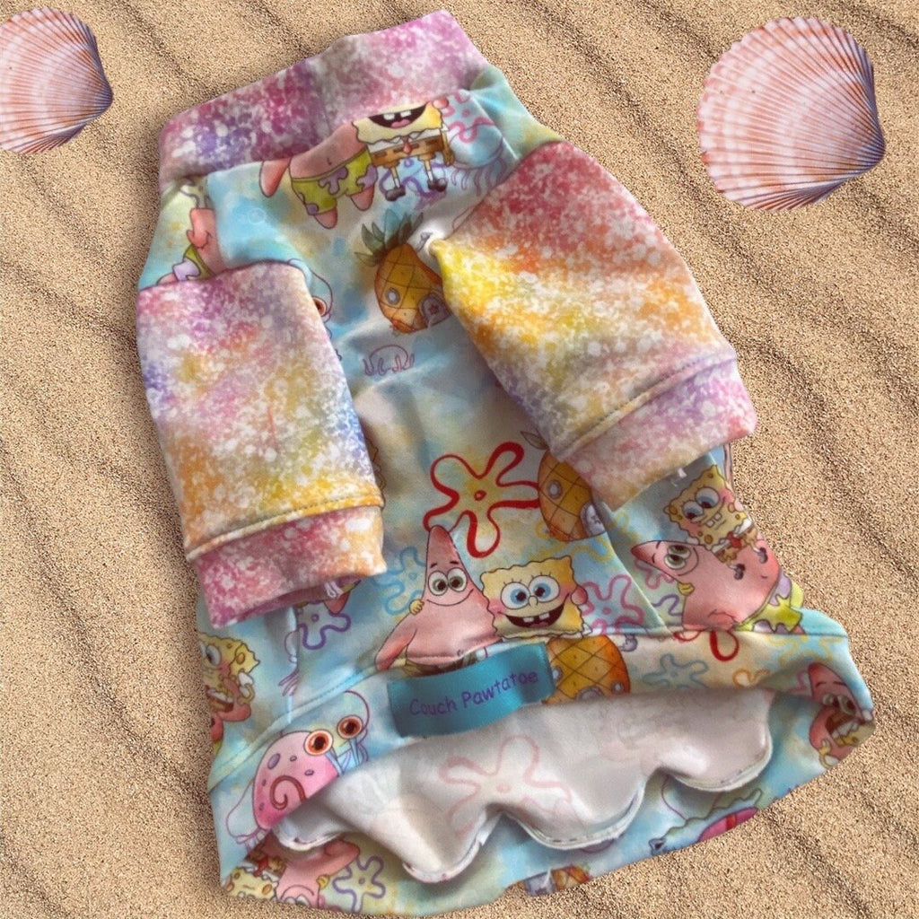 SPONGE BOB & PATRICK* Bikini Bottom Themed Dog Shirt*Small Dog Spring Shirt*Cotton Spandex Dog Clothes*Yorkie Clothes*Dog Clothing