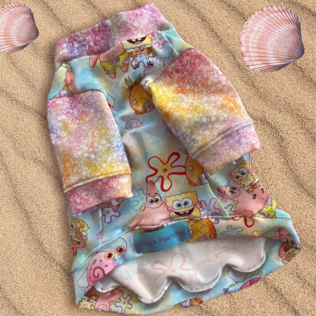 SPONGE BOB & PATRICK* Bikini Bottom Themed Dog Shirt*Small Dog Spring Shirt*Cotton Spandex Dog Clothes*Yorkie Clothes*Dog Clothing