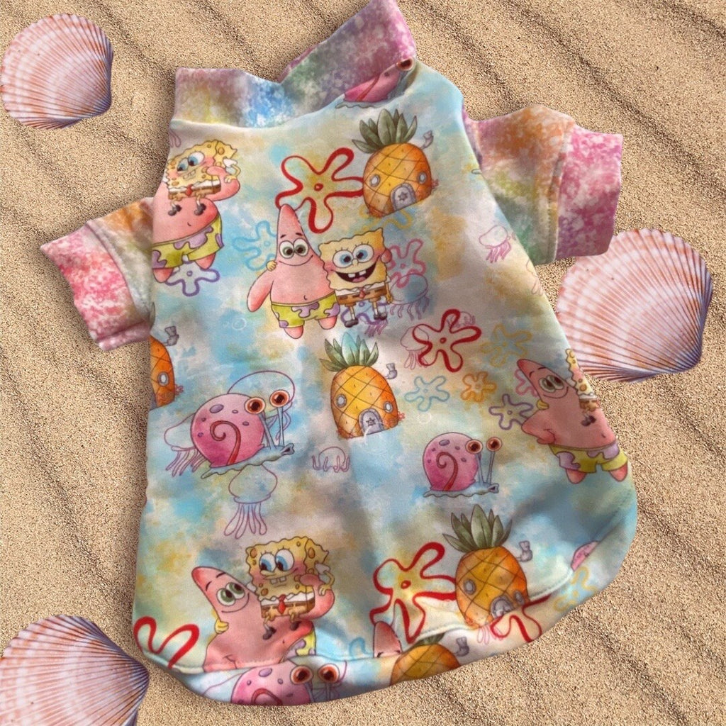 SPONGE BOB & PATRICK* Bikini Bottom Themed Dog Shirt*Small Dog Spring Shirt*Cotton Spandex Dog Clothes*Yorkie Clothes*Dog Clothing