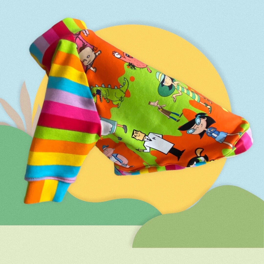 90's NICKELODEON FAVS Themed Shirt for Small Dogs*Stretchy Shirt for Dogs*Vivid Colored Stretch Top for Small Dogs*Small Dog Clothing